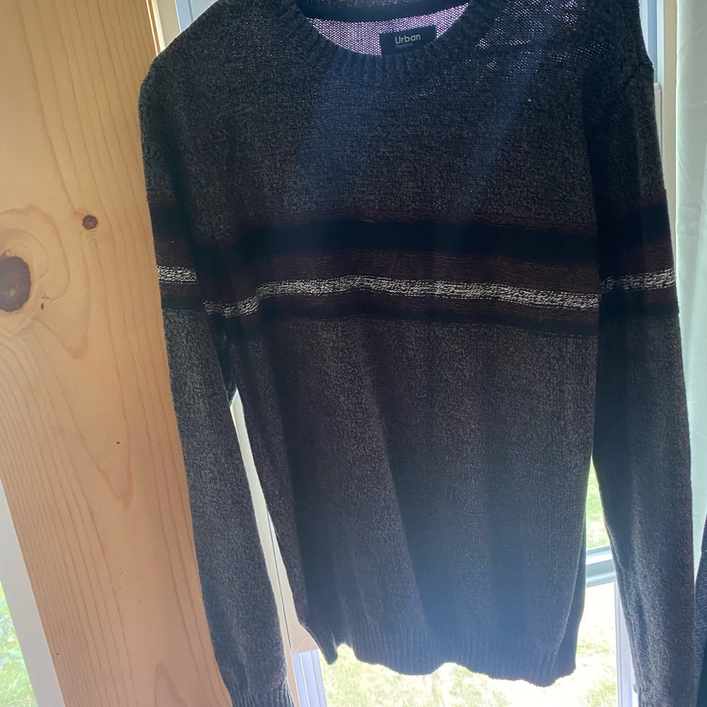 Urban Outfitters Charcoal and Maroon Knit Sweater